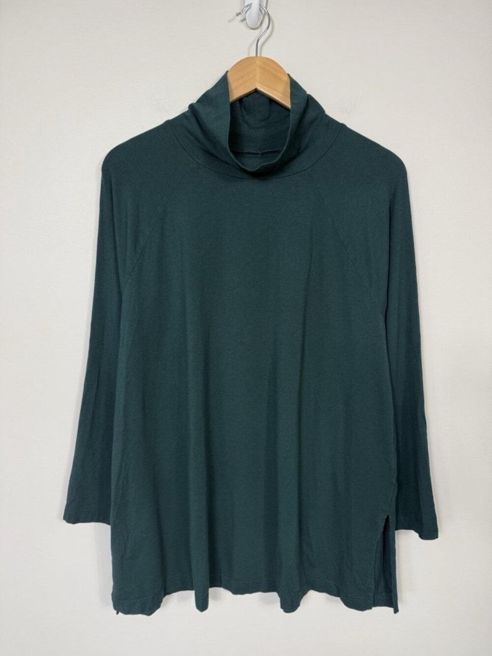 J Jill Top Womens Dark Green Turtleneck Long Sleeve Cotton Holiday Winter 2X